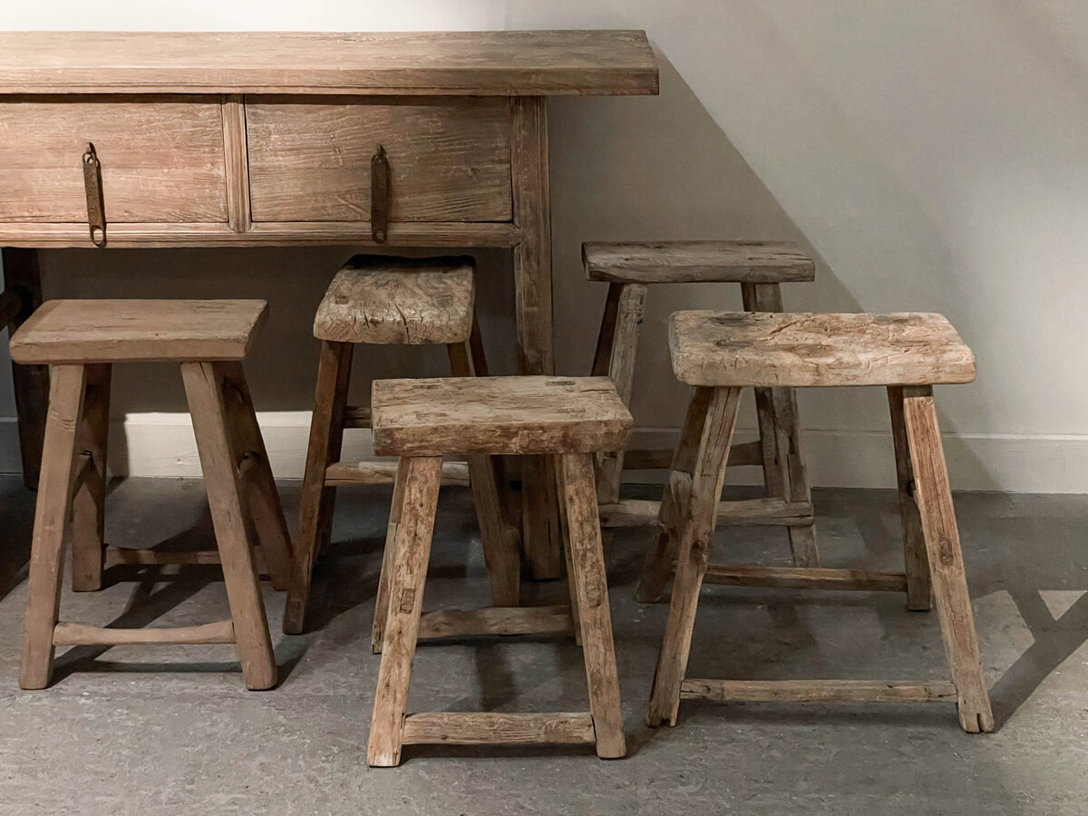 Houten krukje - rechthoek